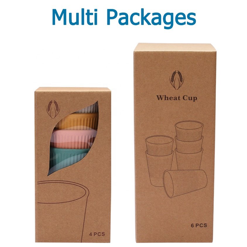 Wheat Straw Mug Plastic Dessert Cups Plastic Juice Cup Colorful Wheat Straw Plastic Cups Dishwasher Safe Multi Colors for Party