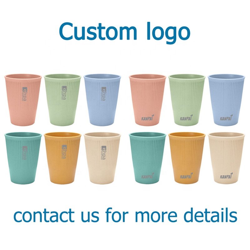 Wheat Straw Mug Plastic Dessert Cups Plastic Juice Cup Colorful Wheat Straw Plastic Cups Dishwasher Safe Multi Colors for Party