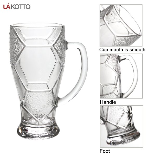 Oem Custom Logo Recycled Eco Friendly 13oz Glass Mugs For Beer Football Festival Promotion Beer Glass Mug