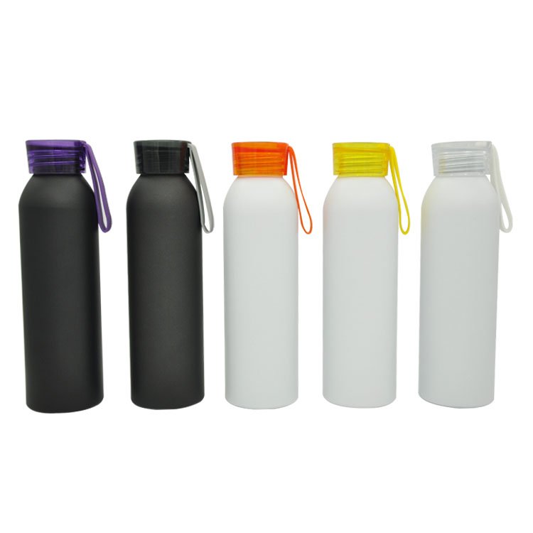 BPA Free 500ml Sport Aluminum Water Bottle With Silicone Strap