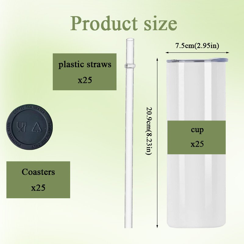 Factory wholesale 20 Oz 20Oz 304 Stainless Steel Vacuum Sublimation Tumbler Straight Flat Edge Bottom Cups With Lid Straw