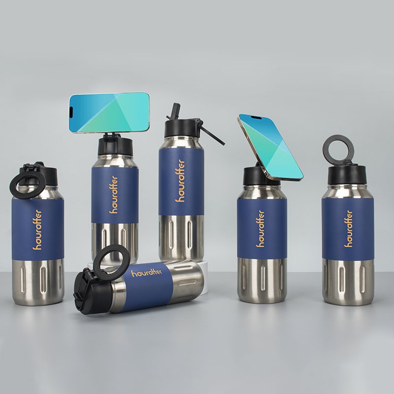 Private mold Vacuum flask 18/32/40 oz water bottle stainless steel for gym Water Bottle with Magnetic Cell Phone Holder