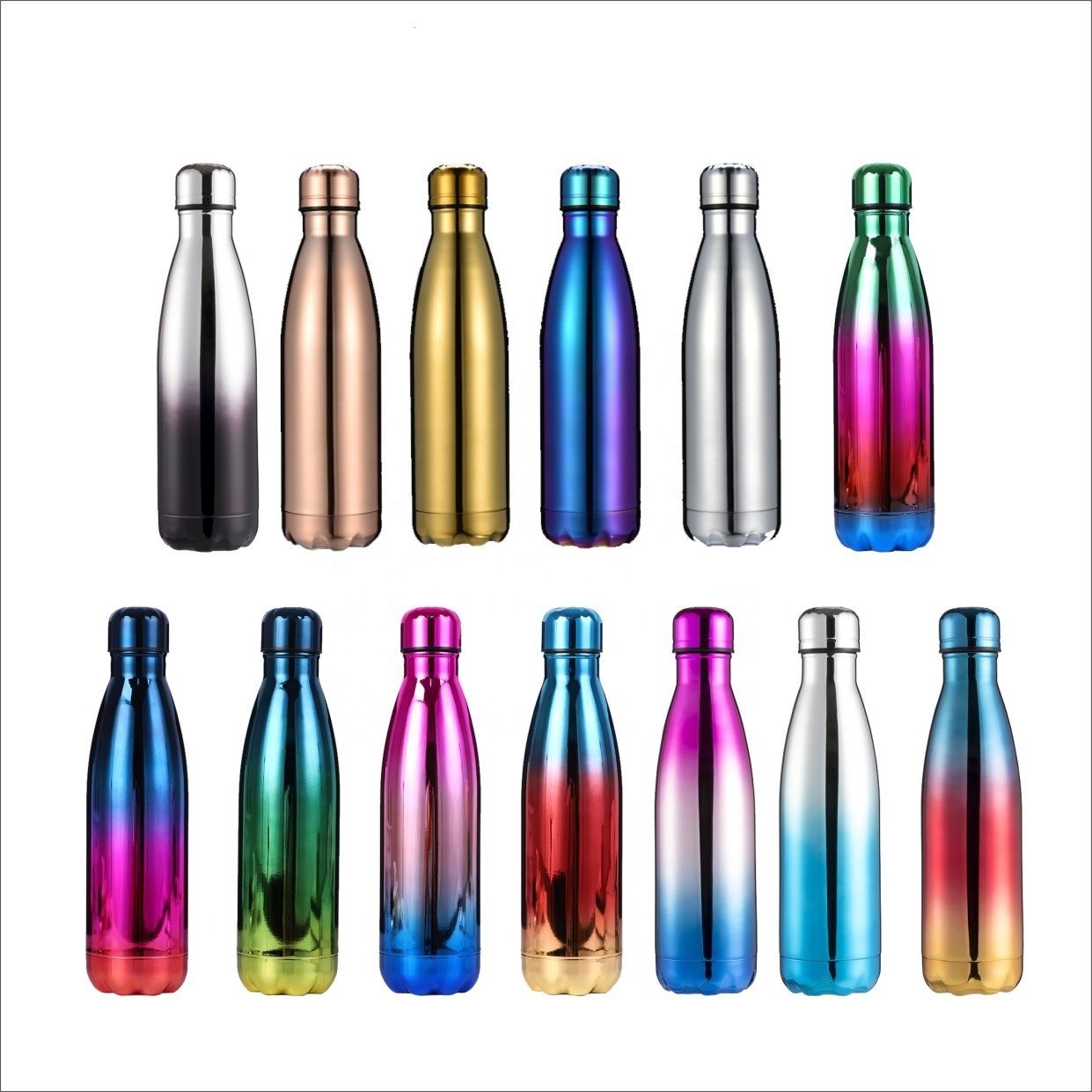 Custom 350ml 500ml 750ml 1000ml gym sport double wall stainless steel thermal cola shape double wall insulated water bottles