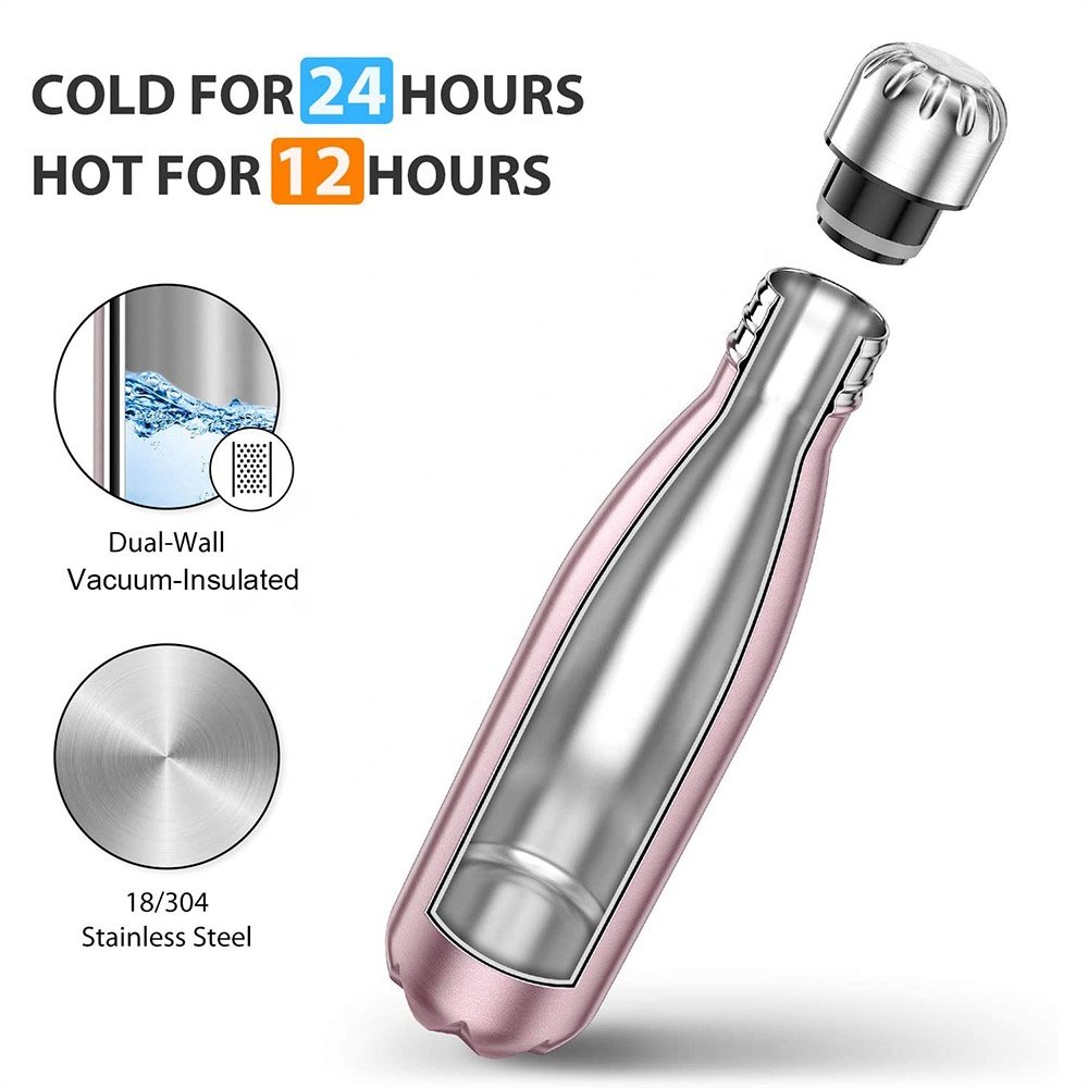 Custom 350ml 500ml 750ml 1000ml gym sport double wall stainless steel thermal cola shape double wall insulated water bottles