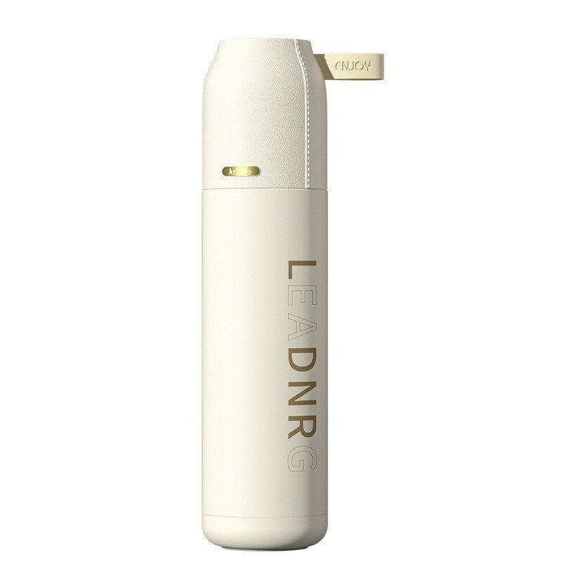 Office Business Gift Stainless Steel Cup Women Men Sports Simple Vacuum Flask Water Bottle With Leather Lid