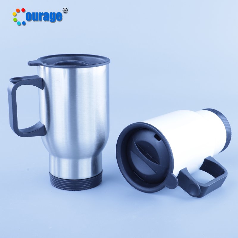 450ml With handle sublimation coated stainless steel tumbler travel mug cups