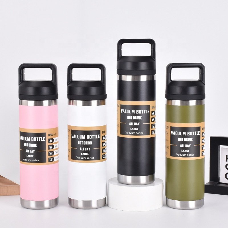 Navy Blue Big Capacity Sport Water Bottle Vacuum Insulated Thermos Stainless Steel Flask Tumbler With Chug Cap