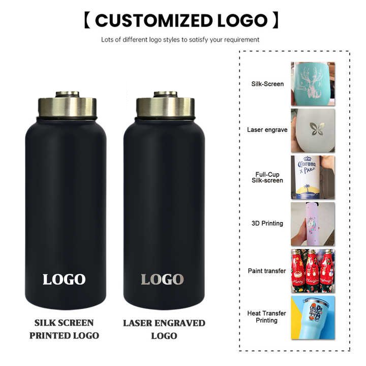 Customized Bpa Free Double Walled Vacuum Flask Stainless Steel 18/25/32/40oz 64oz Insulated Sports Water Bottle