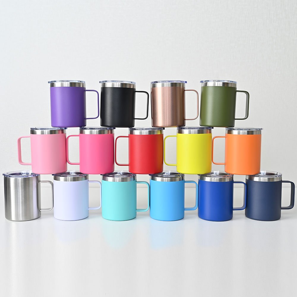 Custom 12oz 14oz 16oz Double Wall Vacuum Stainless Steel Travel Tumbler Cup Camping Tumbler insulated coffee mug with Handle