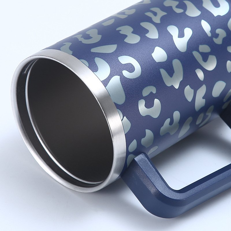 M34 40 oz Hot Sale Coffee Beer Mug Double Wall 304 Stainless Steel 40oz Travel Cup Leopard Tumbler With Handle