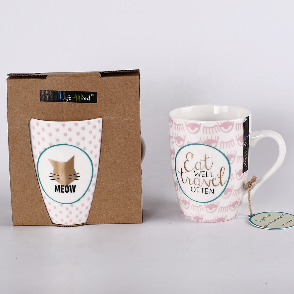 Life-Word Cute pink ceramic mug Made Porcelain Material Plain ceramics gold mugs