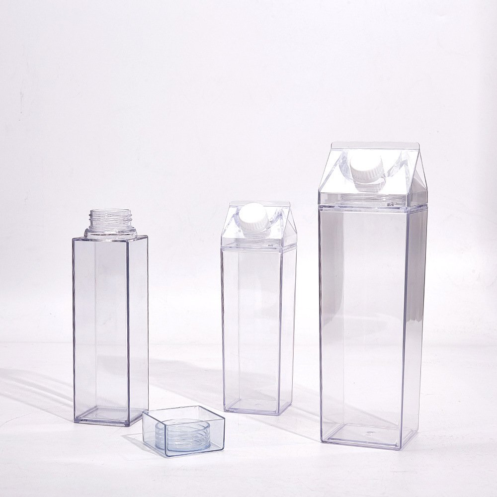 1000ml 500ml clear square milk box carton plastic water bottle custom printing