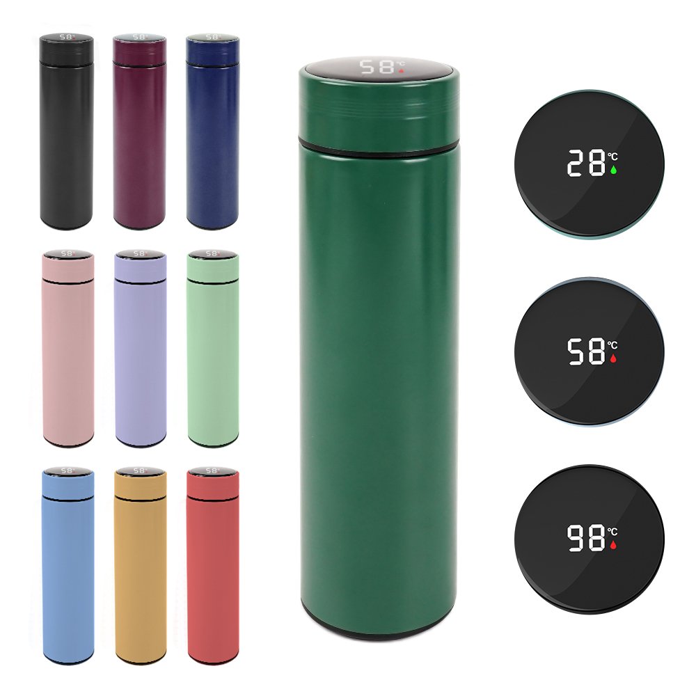 Intelligent Travel Outdoors 304 Stainless Steel Insulated Vacuum Flask 500ml Smart Water Bottle with LED Display Screen