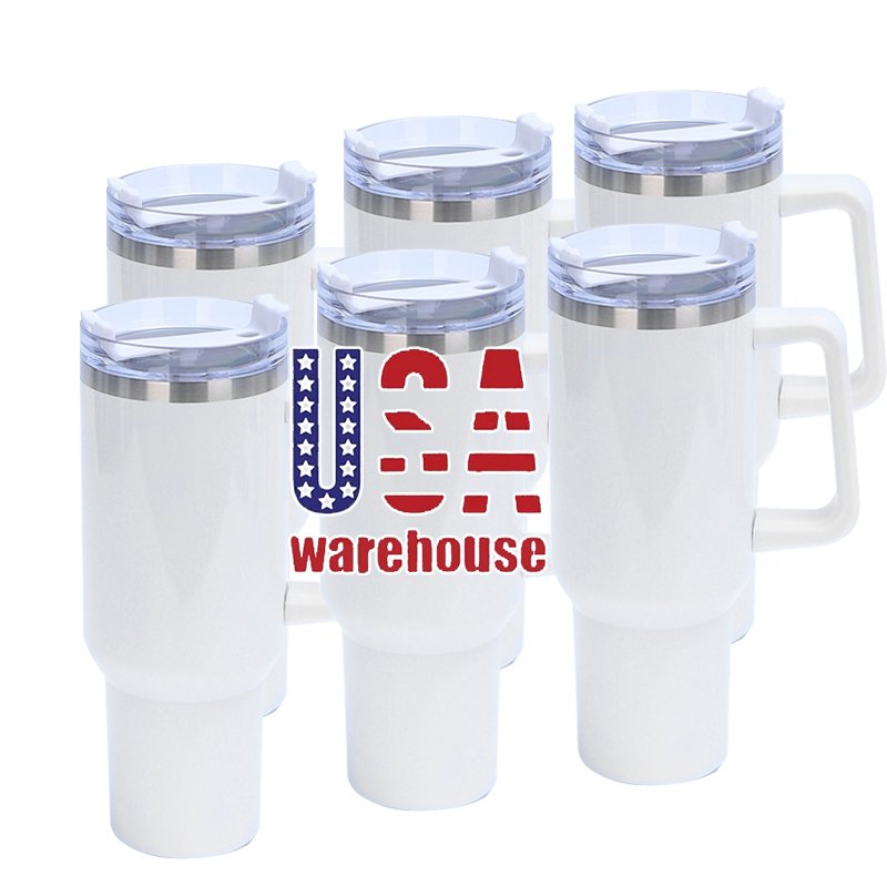 Wholesale Bulk Cup 40oz Outdoor Travel Coffee Mug Custom Logo Printed Powder Coated White 20oz Stainless Steel Tumbler