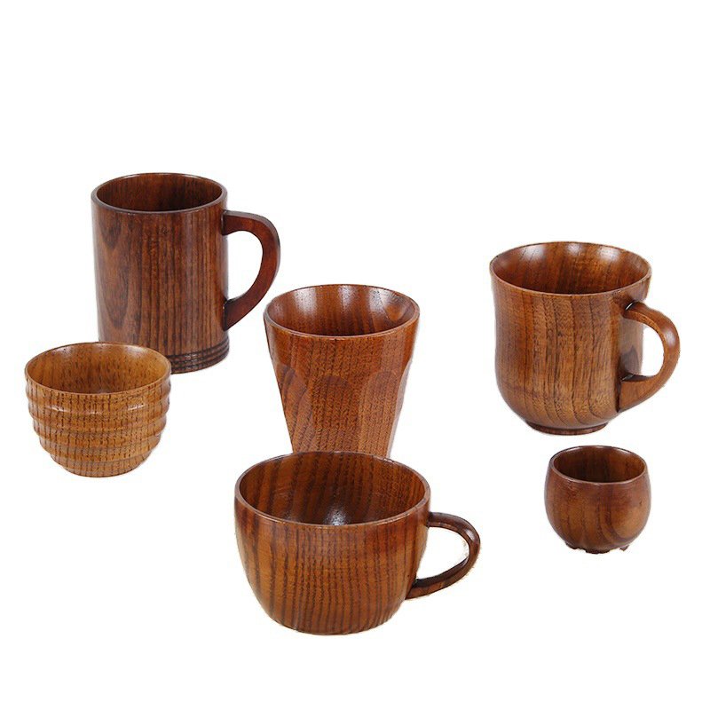 Eco Friendly Natural Custom,Handmade Taza De Madera Yerba Mate Cup Japanese Wooden Coffee Mug Tea Drinking Cups With Handle/