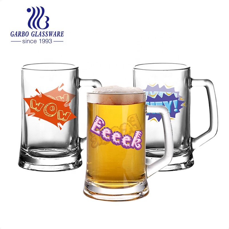 Wholesale promotional beer glass mug factory price and good quality 14oz drinking glass cup Beer Glass mug
