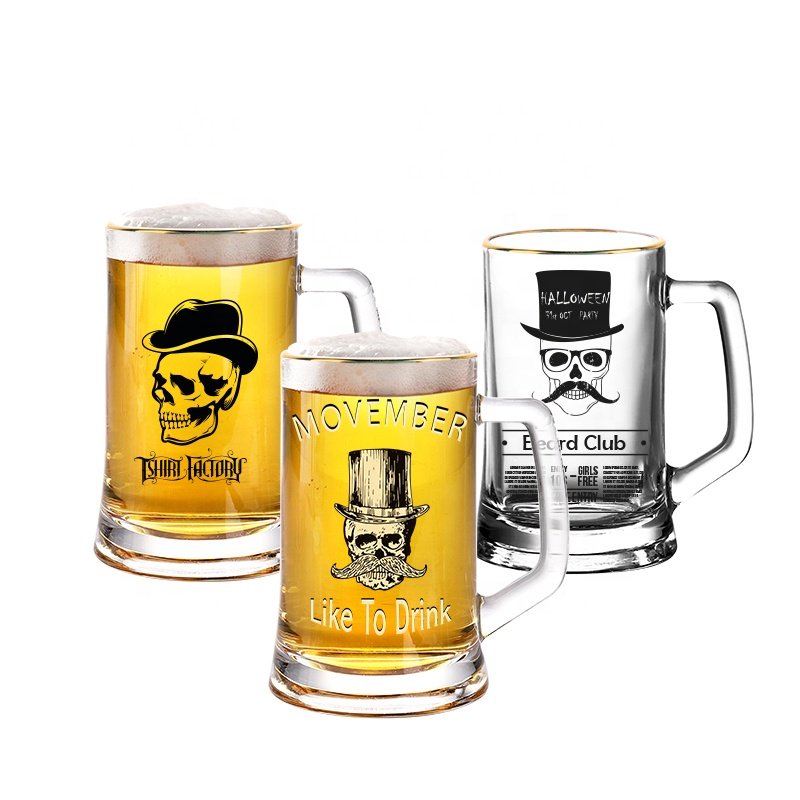 Wholesale promotional beer glass mug factory price and good quality 14oz drinking glass cup Beer Glass mug