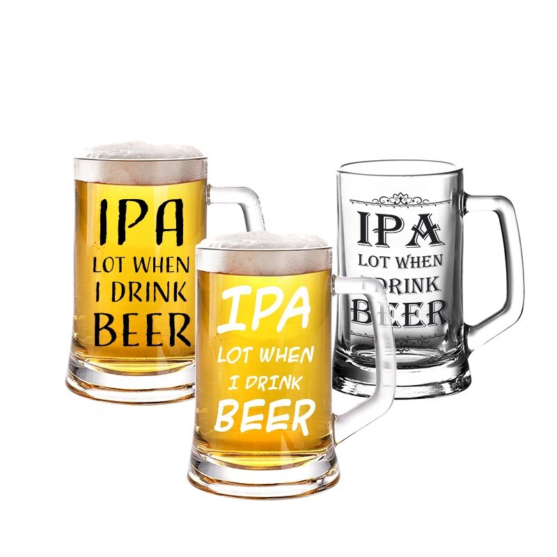 Wholesale promotional beer glass mug factory price and good quality 14oz drinking glass cup Beer Glass mug
