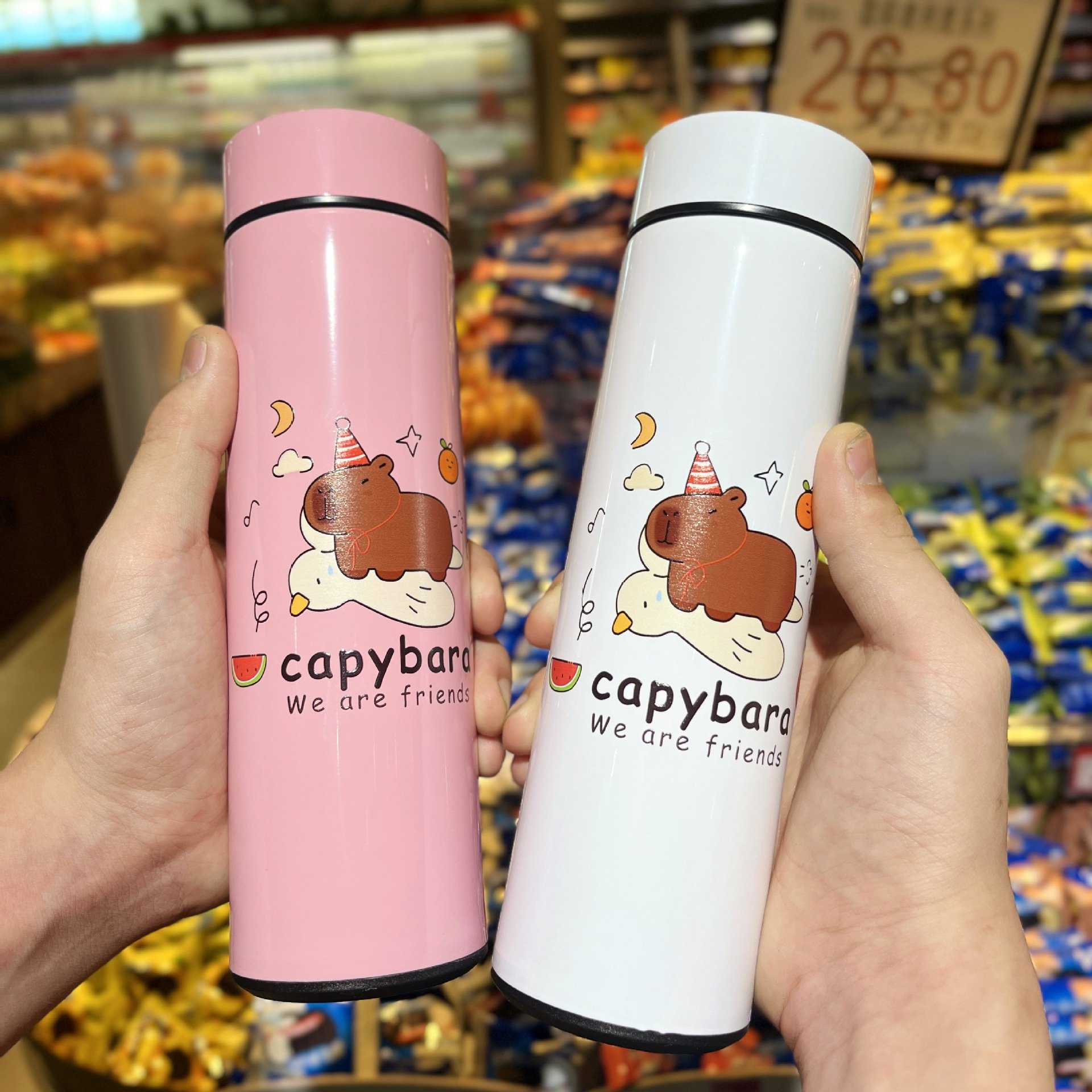 Novelty design printing Travel Vacuum Flask with Temperature Display Straight Cup Design for Business Gifts