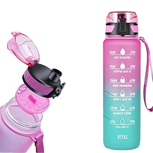 Gym Outdoor Sports Plastic Bottle OEM Logo Leak proof 1L Bottle Motivational Water Bottle With Time Marker