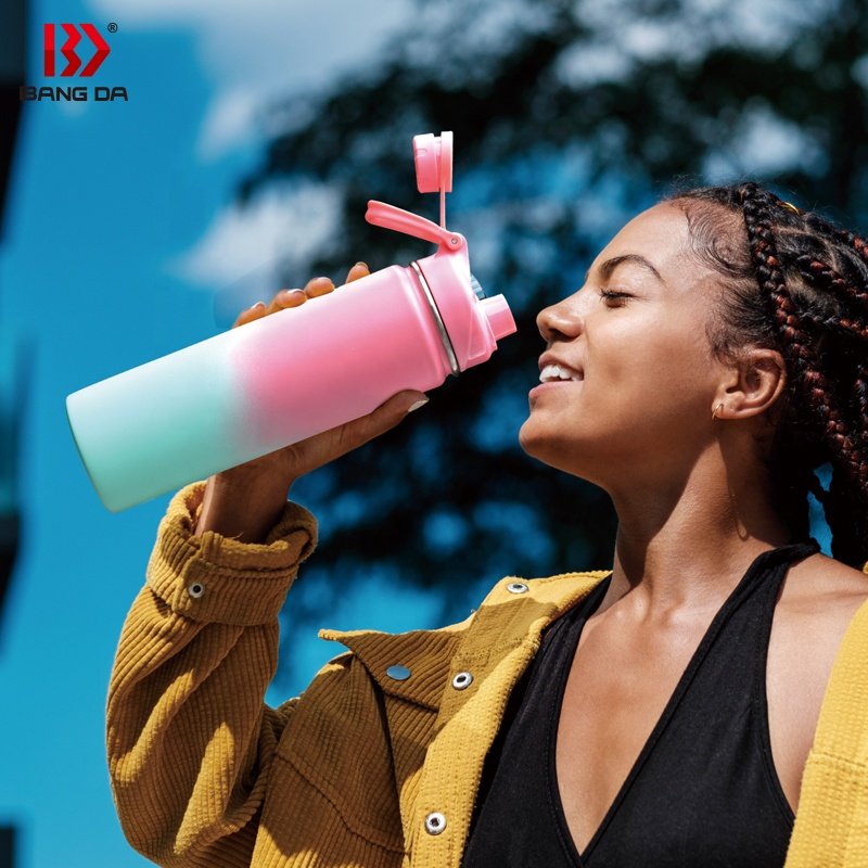 New design drink directly portable sport with custom logo branded OEM stainless steel branded water bottle