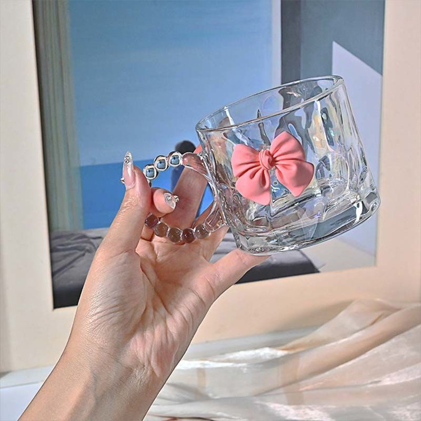 Glass Cup Creative Home Birthday Girl Nice Coffee Student Gift Cute Water Cup Milk Glass Mug With Handle