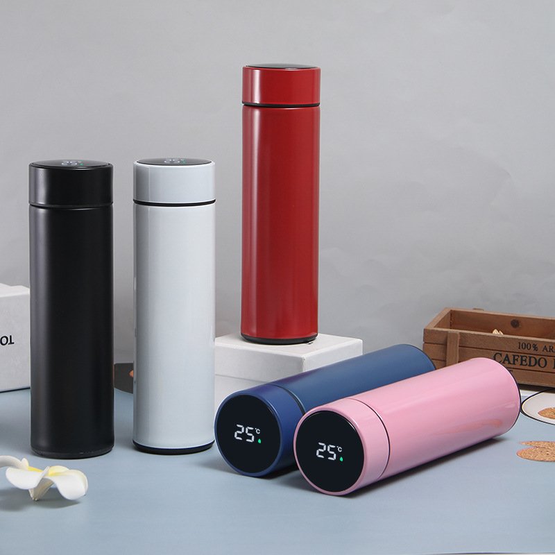 Wholesale Customized Logo Vacuum Insulation Double Wall Water Bottle Stainless Steel Thermos Bottle with Led Digital Display