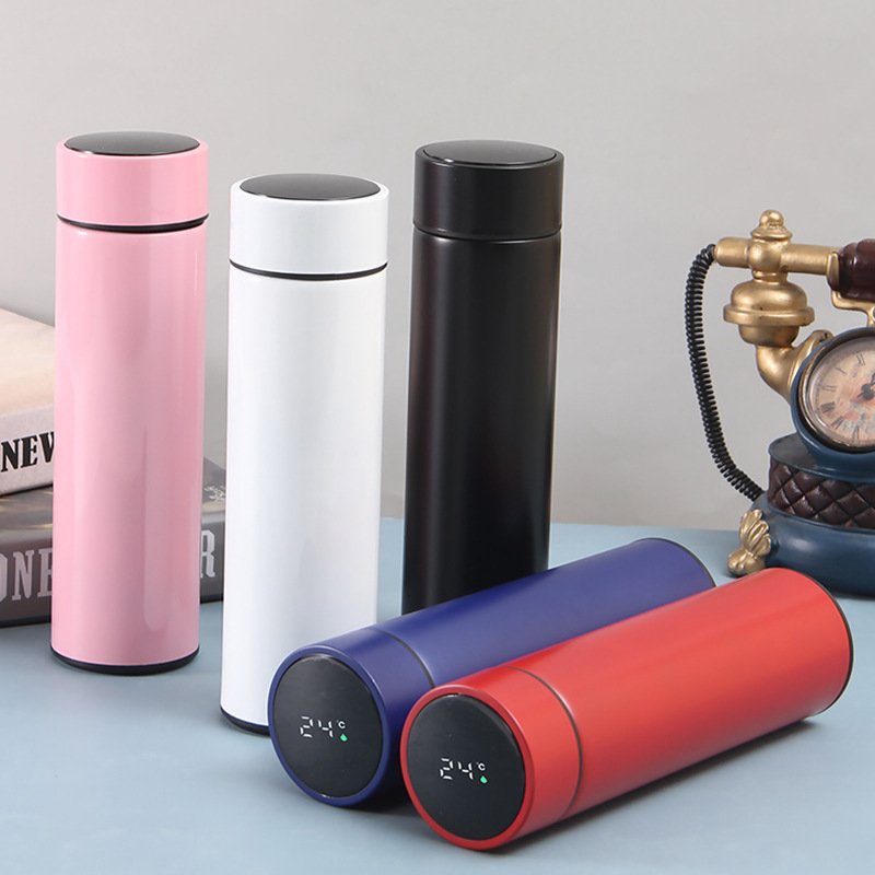 Wholesale Customized Logo Vacuum Insulation Double Wall Water Bottle Stainless Steel Thermos Bottle with Led Digital Display
