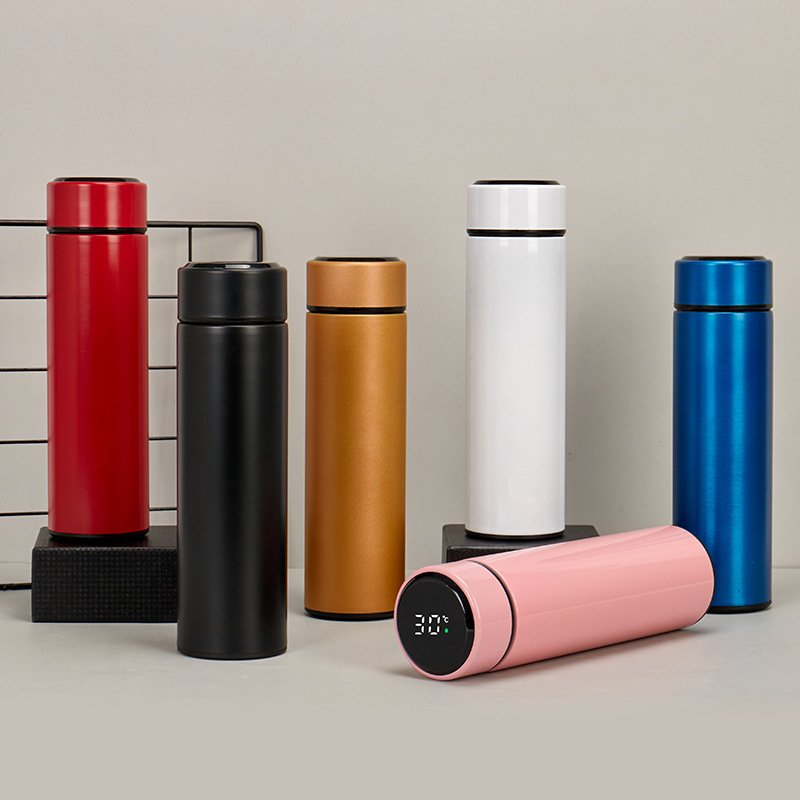 Wholesale Customized Logo Vacuum Insulation Double Wall Water Bottle Stainless Steel Thermos Bottle with Led Digital Display