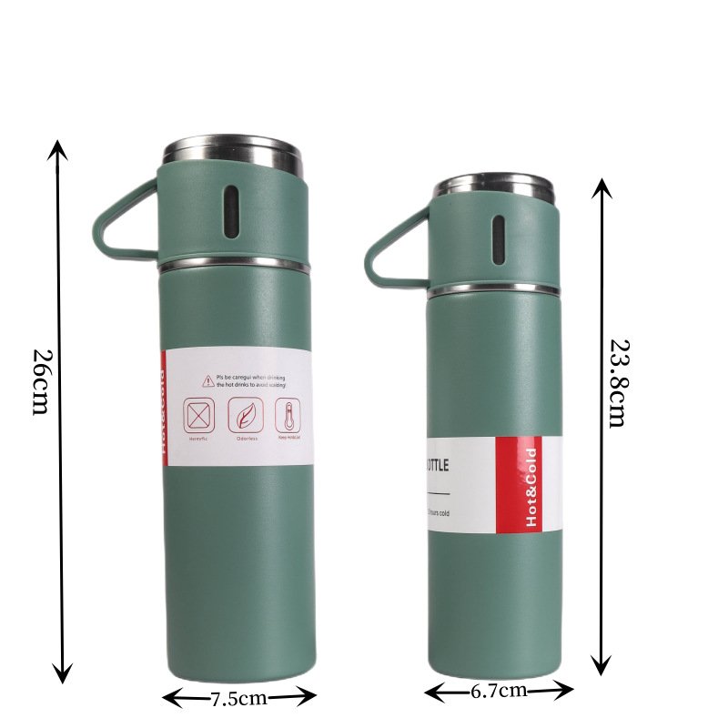 Custom Business Promotional Gifts Packaging Insulated 304 Stainless Steel Vacuum Flask Set with Cup Lid