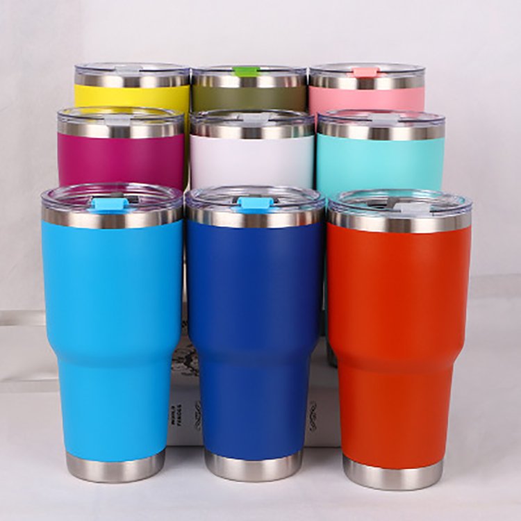 High quality vasos termicos tumbler cup lid and straw mug with engrave text yeticooler tambler navy blue 30 oz tumbler stainless