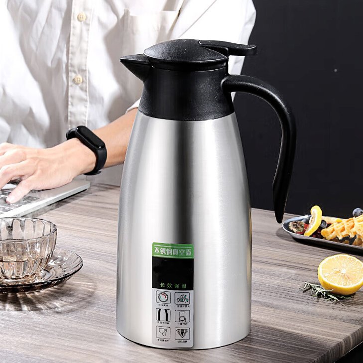 304 Stainless Steel 2-Liter Vacuum Flask Insulated Tea Coffee Kettle Handle Travel Kettle Jug Thermos Pot Parties