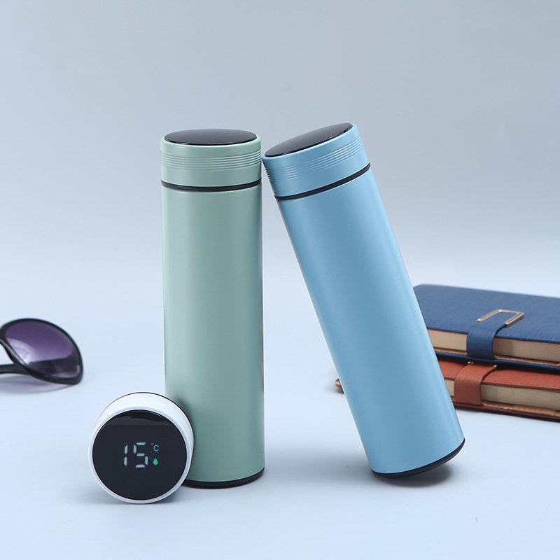 Temperature Display Double Wall 500ml 17oz Stainless Steel Smart Thermos Led Water Bottles Coffee Mugs Tumbler Cups Reminder
