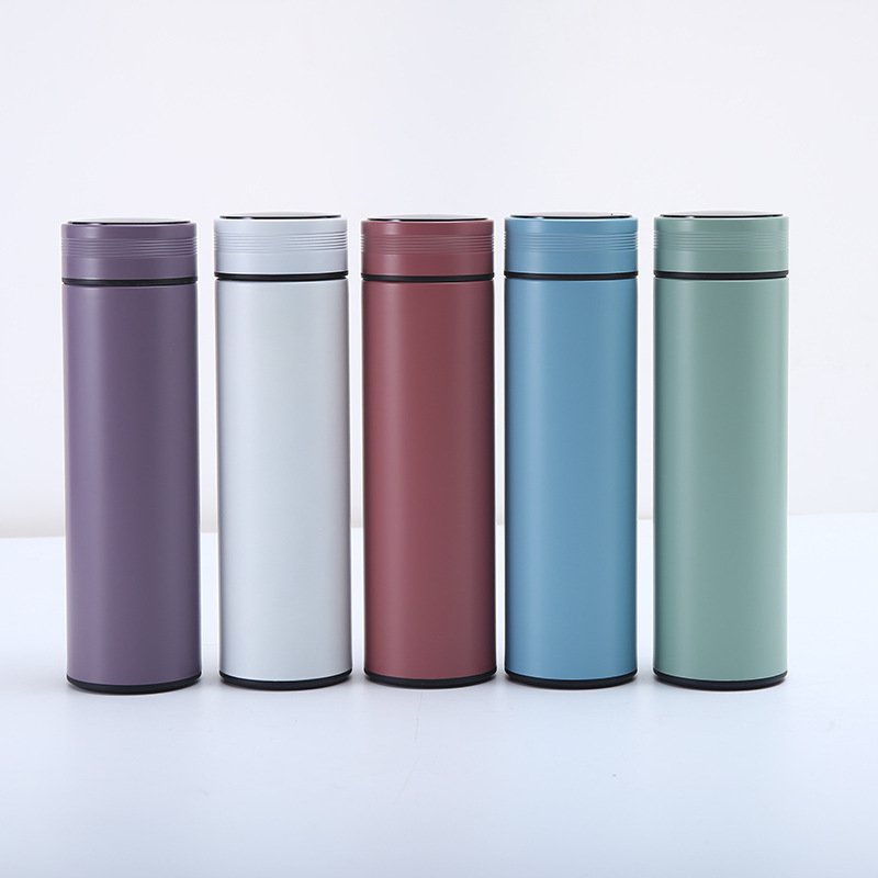 Temperature Display Double Wall 500ml 17oz Stainless Steel Smart Thermos Led Water Bottles Coffee Mugs Tumbler Cups Reminder