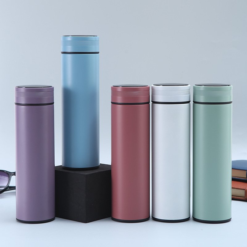 Temperature Display Double Wall 500ml 17oz Stainless Steel Smart Thermos Led Water Bottles Coffee Mugs Tumbler Cups Reminder