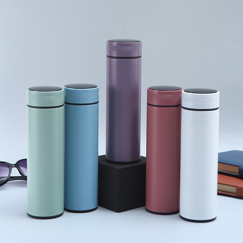 Temperature Display Double Wall 500ml 17oz Stainless Steel Smart Thermos Led Water Bottles Coffee Mugs Tumbler Cups Reminder