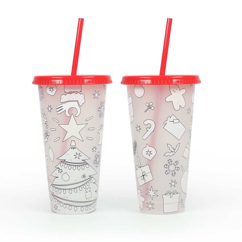 Christmas items tumbler color changing cold coffee drink Red mug christmas gift cup for children