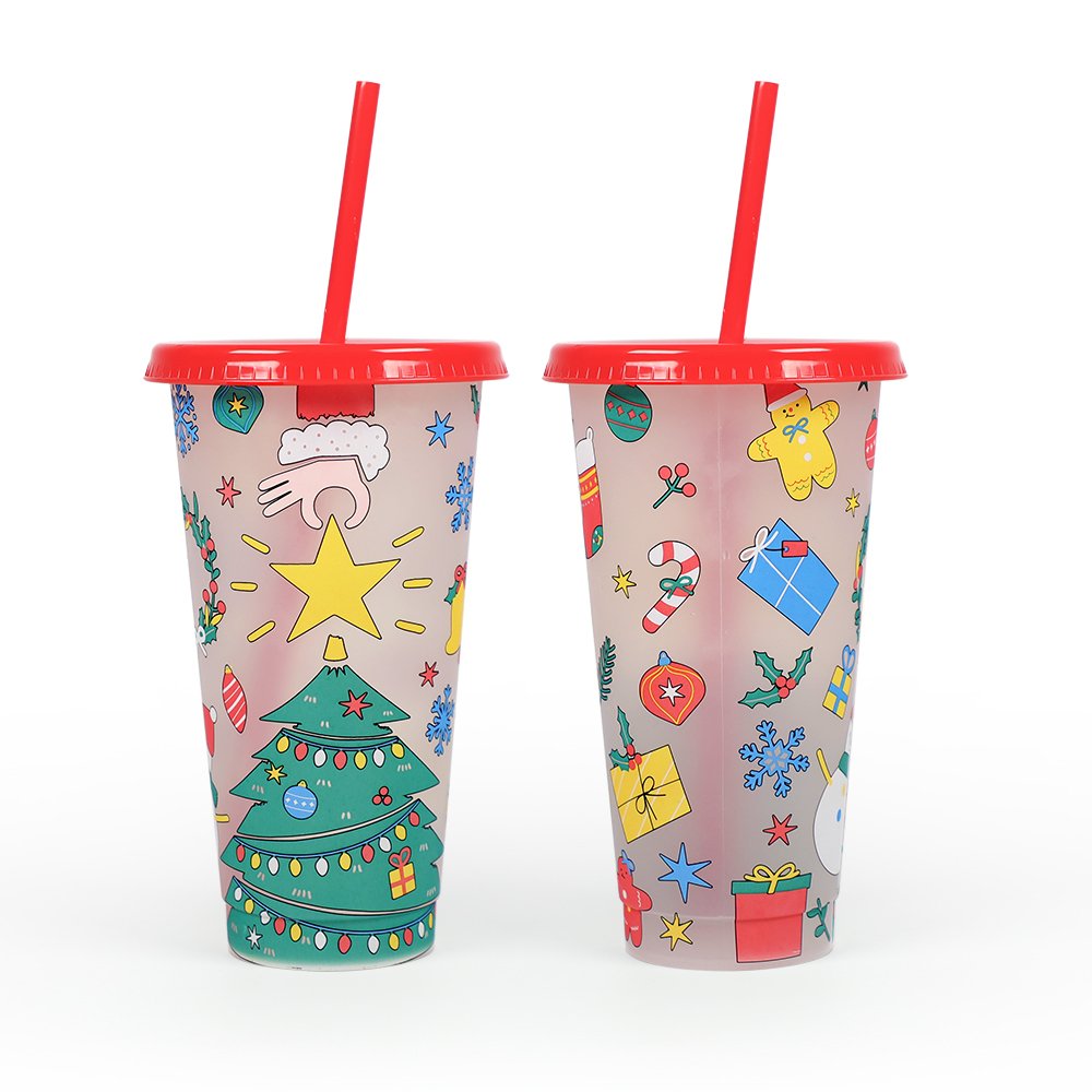 Christmas items tumbler color changing cold coffee drink Red mug christmas gift cup for children