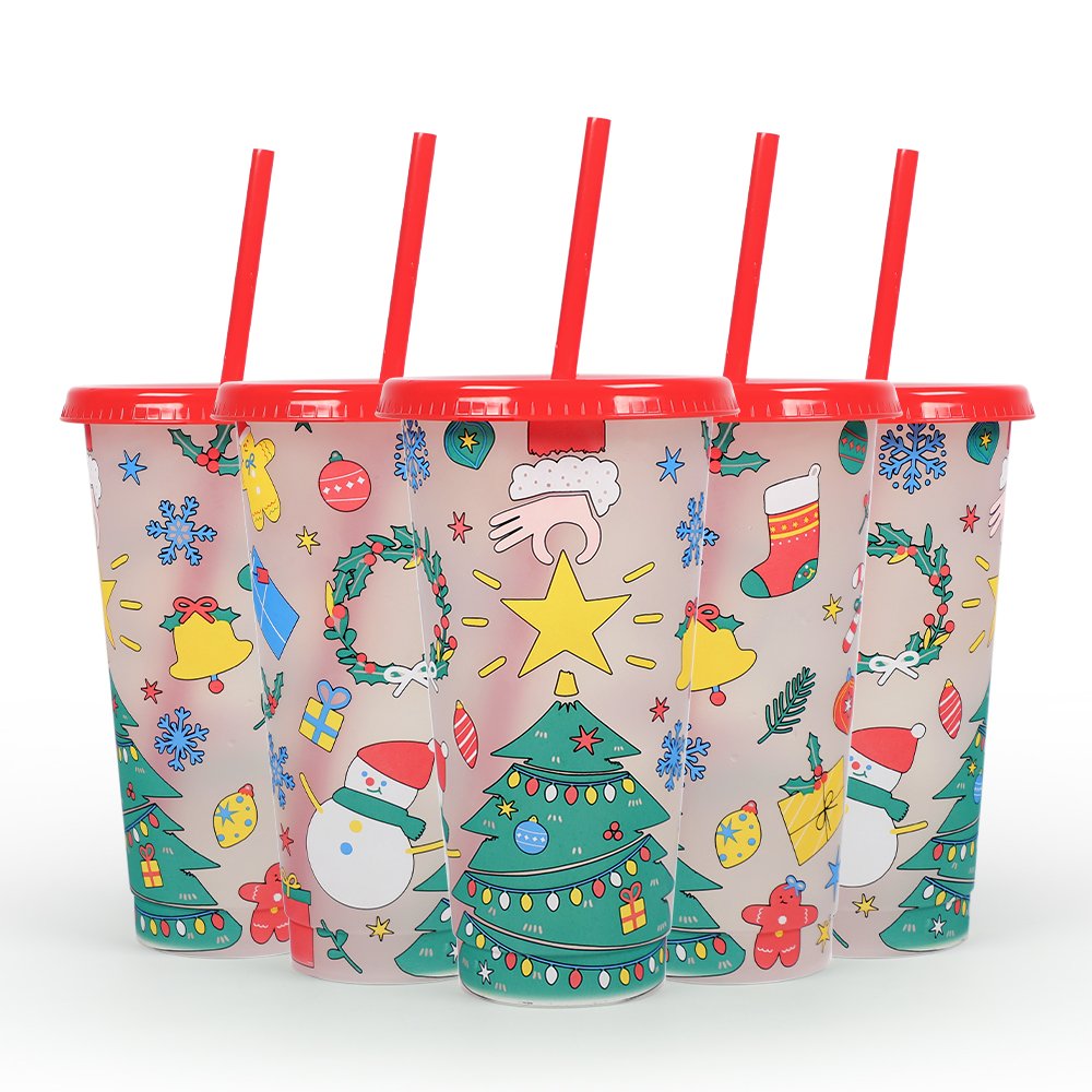 Christmas items tumbler color changing cold coffee drink Red mug christmas gift cup for children