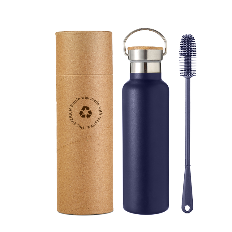 Eco-friendly vacuum flask insulated stainless steel water bottles with bamboo stainless steel lid customized logo & color