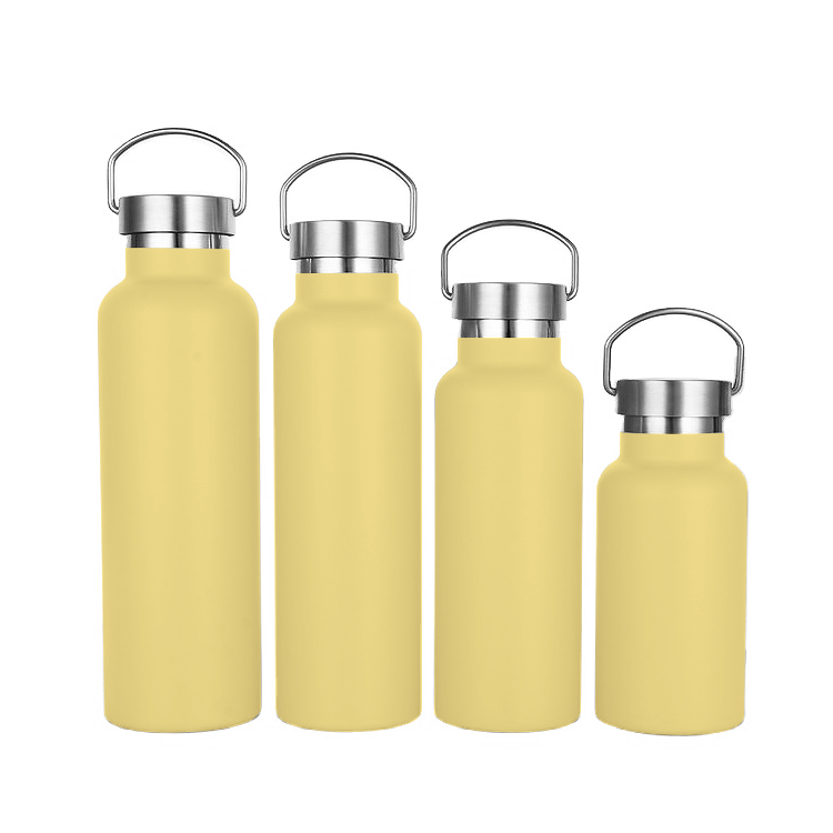 Eco-friendly vacuum flask insulated stainless steel water bottles with bamboo stainless steel lid customized logo & color