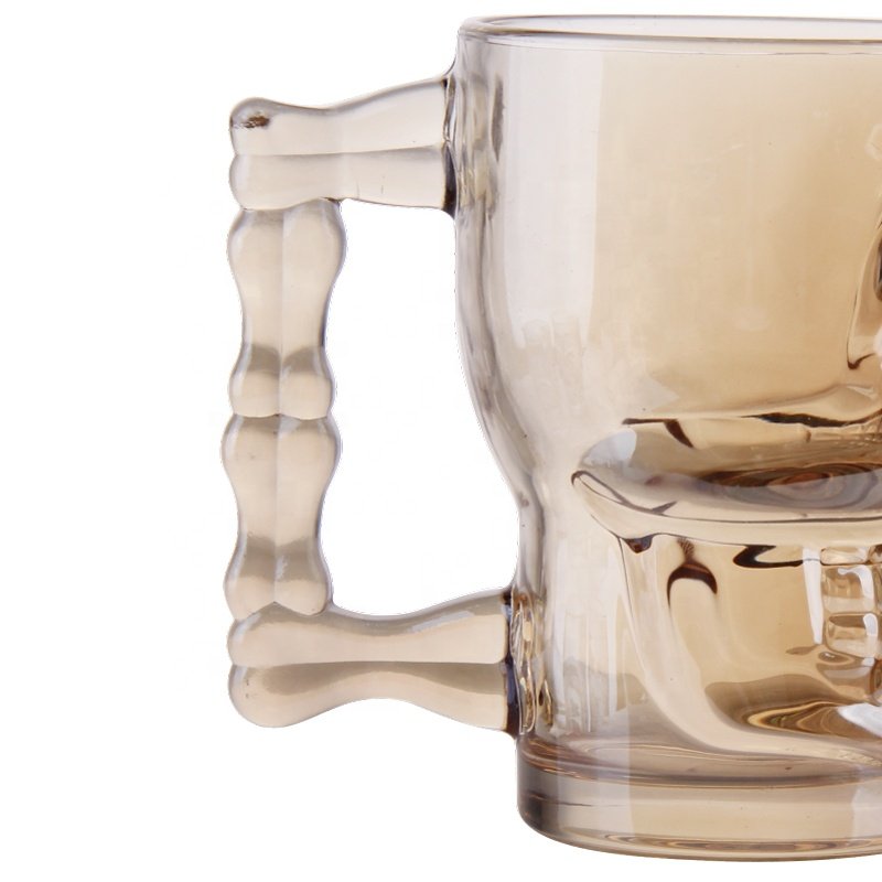 Creative Glass Mug Drinking Beer Mug Glassware Special Bar Ghost Face Shape Wine Cup Custom Spray Color