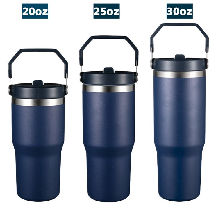 Custom logo 20 30 oz travel coffee mug stainless steel 30oz thermal cup flip straw tumbler with handle
