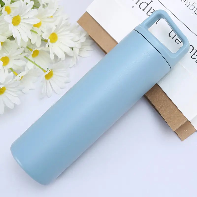 Outdoor Portable Sealed Wide-mouth Stainless Steel Vacuum Flask Water Cup With Handle Lid Thermos Mug