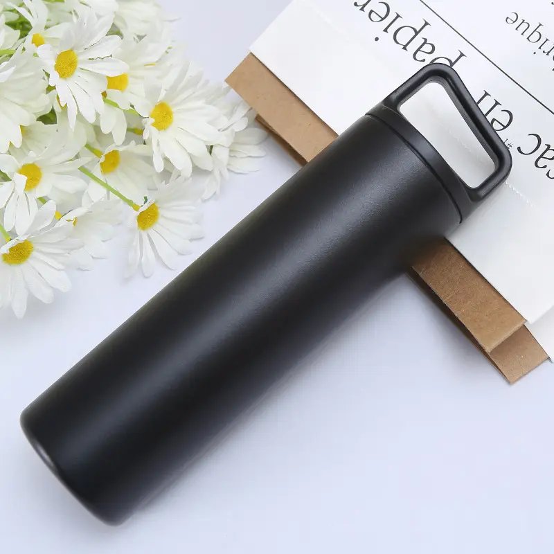 Outdoor Portable Sealed Wide-mouth Stainless Steel Vacuum Flask Water Cup With Handle Lid Thermos Mug