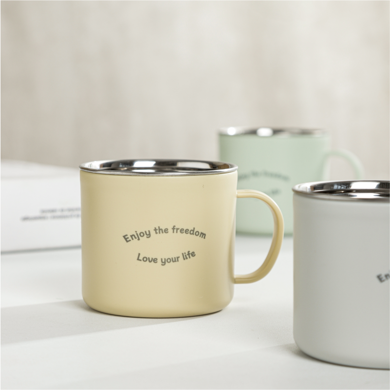 Lekfre Colorful White Green Stainless Steel 304 Mug Coffee Cup Coffee Mug Custom Mugs With Logo Stainless Steel Coffee Cup
