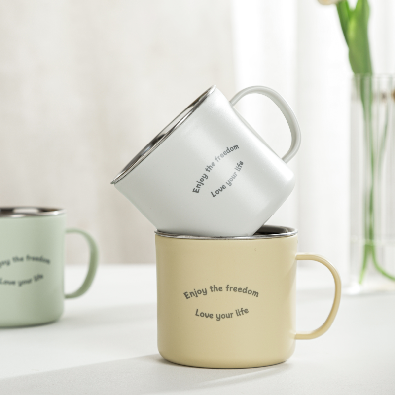 Lekfre Colorful White Green Stainless Steel 304 Mug Coffee Cup Coffee Mug Custom Mugs With Logo Stainless Steel Coffee Cup