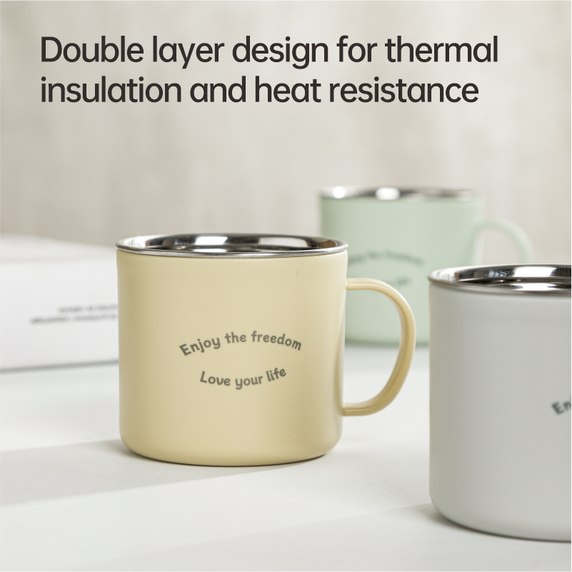 Lekfre Colorful White Green Stainless Steel 304 Mug Coffee Cup Coffee Mug Custom Mugs With Logo Stainless Steel Coffee Cup
