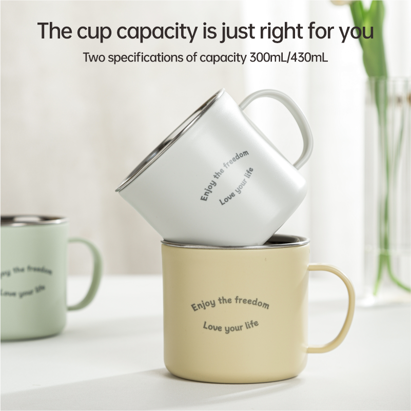 Lekfre Colorful White Green Stainless Steel 304 Mug Coffee Cup Coffee Mug Custom Mugs With Logo Stainless Steel Coffee Cup