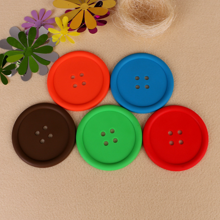 Soft Round Mug Coffee Tea Cup Coaster Mats Silicone PVC button Coasters for Drinks